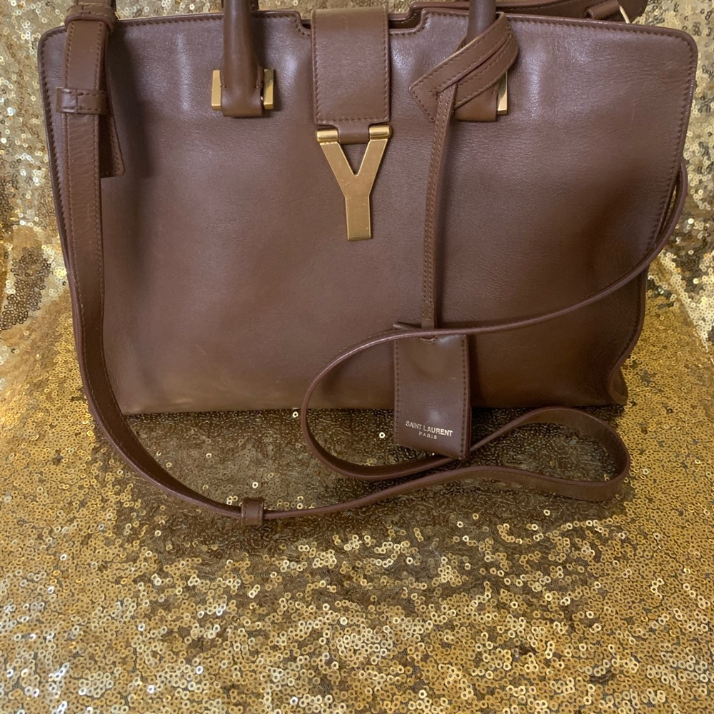 💕 Saint Laurent Brown Leather Small Cabas 💕